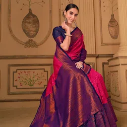 Sangria Ethnic Motifs Woven Design Zari Saree-picture-4