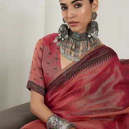 Sangria Woven Design Banarasi Saree With Blouse Piece-picture-37
