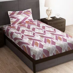 Story@home Pink & White Abstract Microfiber 180 TC Single Bedsheet With 1 Pillow Cover-image-22