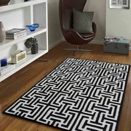 PRESTO Black & White Geometric Hand Tufted Wool Carpet-61