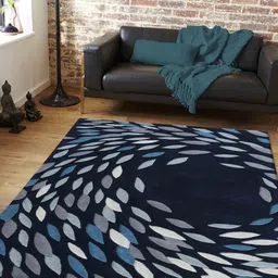 PRESTO Blue & Grey Abstract Hand Tufted Wool Carpet-56