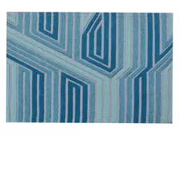 PRESTO Blue Abstract Hand Tufted Wool Anti-Skid Carpet-34
