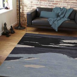 PRESTO Black & Grey Abstract Contemporary No Shredding Carpet image 1