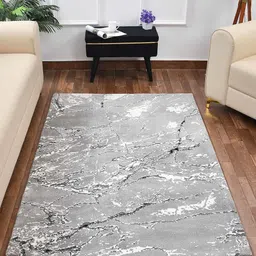 PRESTO Grey & White Abstract Printed No Shredding Rectangular Carpet-18