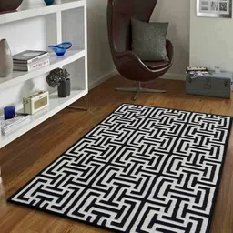 PRESTO Black & White Printed Hand Tufted Wool Carpet-27