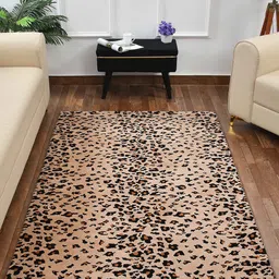 PRESTO Beige & Black Abstract Printed No Shredding Carpet-7