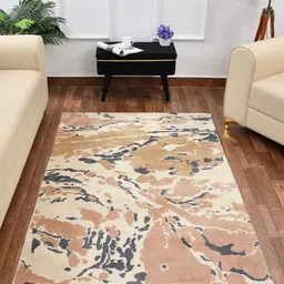 PRESTO Beige & Orange Abstract Printed No Shredding Carpet-48