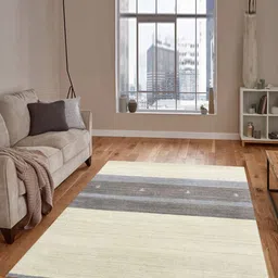 saraswatii global Cream-Coloured Striped Hand-Tufted Carpet-58