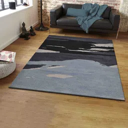 PRESTO Black Abstract Rectangular Carpet image 1