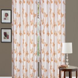 Homefab India Gold-Toned & White Set of 2 Floral Door Curtain-image-20