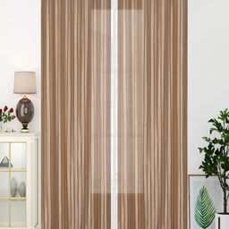 Homefab India Brown 2 Pieces Sheer Long Door Curtain-10