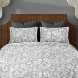 Ariana Grey & White 144 TC King Bedsheet with 2 Pillow Covers-image-69