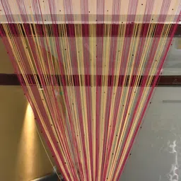 Homefab India String Pink & Cream-Coloured 2 Pcs Thread Strings Sheer Long Door Curtains image 4