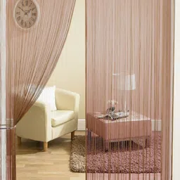 Homefab India Brown 2 Pieces Sheer Threads String Long Door Curtains image 5
