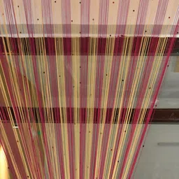 Homefab India String Pink & Cream-Coloured 2 Pcs Thread Strings Sheer Long Door Curtains image 3