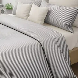 LABHAM Charcoal & White Striped 144 TC King Bedsheet with 2 Pillow Covers-24