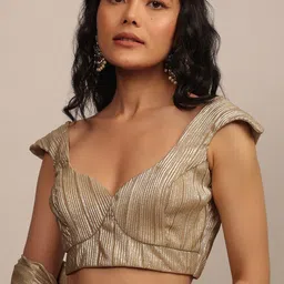 KALKI Fashion Self Design Glittery Cap Sleeve Saree Blouse-image-28