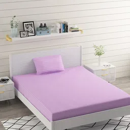 BELVOSTUM Purple Striped Microfiber 220 TC Single Bedsheet & 1 Pillow Cover-image-49