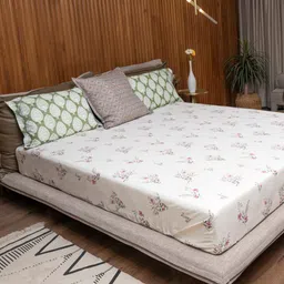 URBAN SPACE Regal Pink Floral 220 TC King Bedsheet & 2 Pillow Covers-image-58