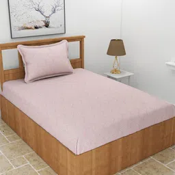 MORADO Pink & White Ethnic Motifs 210 TC Single Bedsheet With 1 Pillow Cover-image-82