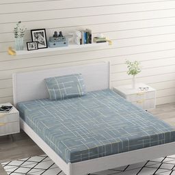 BELVOSTUM Grey Melange Printed Microfiber 220 TC Single Bedsheet with 1 Pillow Cover-5