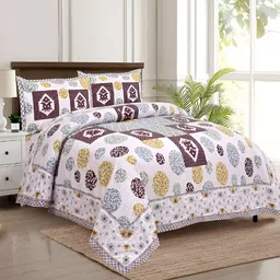 Kuber Industries Purple & White Graphic 160 TC Cotton King Bedsheet with 2 Pillow Covers-image-44