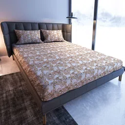 MAYFAIR HOMES LONDON Blooming Beige & White 108 TC King Bedsheet & 2 Pillow Covers-picture-21