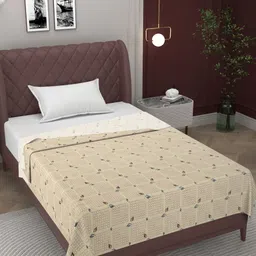 BELVOSTUM Beige & Blue Floral 300 TC 2 Single Bedsheet with Pillow Covers-picture-4