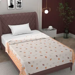 Bromwick Orange & White Floral 300 TC 2 Single Bedsheet with Pillow Covers-picture-11