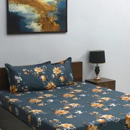 Steve & Anderson Plush Grey Floral 140 TC Queen Bedsheet Set Set 2.25 m x 2.50 m-image-67