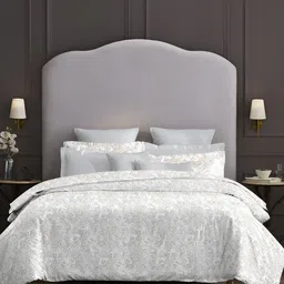 MYTRIDENT Grey & White Ethnic Motifs 400 TC Cotton King Bedsheet with 4 Pillow Covers-50