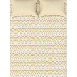 MYTRIDENT Cream-Coloured Geometric Pure Cotton 144 TC King Bedsheet with 2 Pillow Covers-image-70