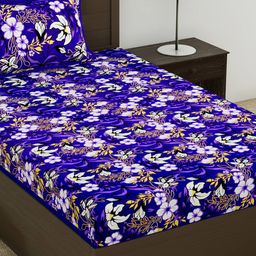 Varde Multicoloured Floral 104 TC Cotton 1 Single Bedsheet with 1 Pillow Covers-15
