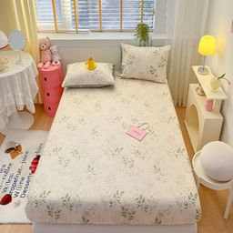 JC HOME Off White & Green Floral 210 TC Queen Bedsheet with 2 Pillow Covers-image-104
