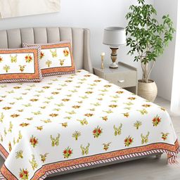EasyGoods Pink & White Floral Cotton 400 TC King Bedsheet with 2 Pillow Covers-image-78