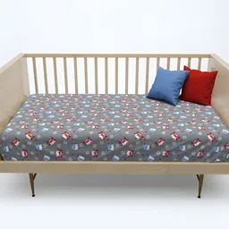 MAFATLAL Grey & Red Cartoon Characters 180 TC Crib Bedsheet-image-68