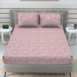 RRC Pink Floral 160 TC King Bedsheet with 2 Pillow Covers-picture-46