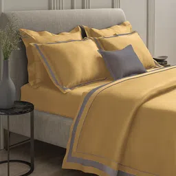 DDecor Urban Gold-Toned Striped Cotton 210 TC King Bedsheet With 2 Pillow Covers-picture-24