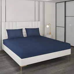 Monte Carlo Blue Ethnic Motifs 400 TC King Bedsheet with 2 Pillow Covers-image-4