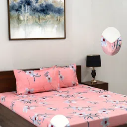 Steve & Anderson elevate Peach Printed 164 TC King Bedsheet Set 1.83 m X 1.98 m X 0.2 m-41