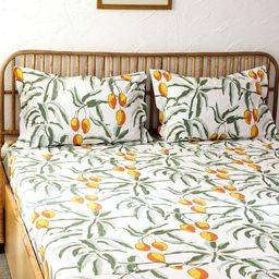 House This White & Green 180 TC Pack of 2 00% Cotton Single Bedsheet with 1 Pillow Covers-image-92