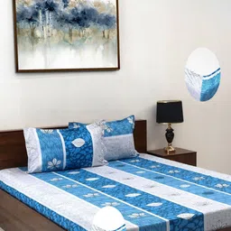 Steve & Anderson elevate Blue Printed 164 TC King Bedsheet Set 1.83 m X 1.98 m X 0.2 m-image-30