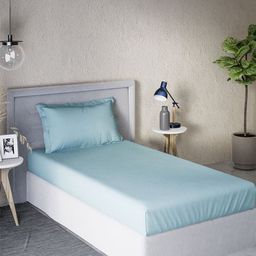 DDecor Blue Solid Cotton 180 TC Single Bedsheet with 1 Pillow Cover-image-36