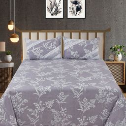 BELVOSTUM The Real Artisan Grey Printed Cotton 210 TC King Bedsheet with 2 Pillow Covers-image-60