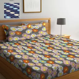 Arrabi Pack Of 2 Multicoloured Floral 300 TC 2 Double King Bedsheet with 4 Pillow Covers-77