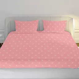 MAYFAIR HOMES LONDON Pink & White Floral 210 TC King Bedsheet with 2 Pillow Covers-picture-4