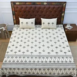 Art Avenue White & Black Floral 120 TC King Bedsheet with 2 Pillow Covers-image-23
