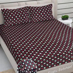 FABINALIV Black & Red Printed Woollen 300 TC King Bedsheet Set-2.25 m x 2.50 m-31