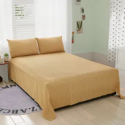 BELVOSTUM Beige Geometric 260 TC King Bedsheet With 2 Pillow Covers-image-86