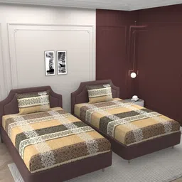 BELVOSTUM Beige & White Geometric 210 TC Cotton 2 Single Bedsheet With 2 Pillow Covers-17
